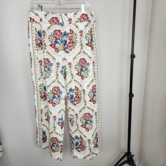 NWT Sezane X Farm Rio Tiago Crop Linen Blend Pant Romantic Garden 42/US Size 10 - Picture 7 of 16